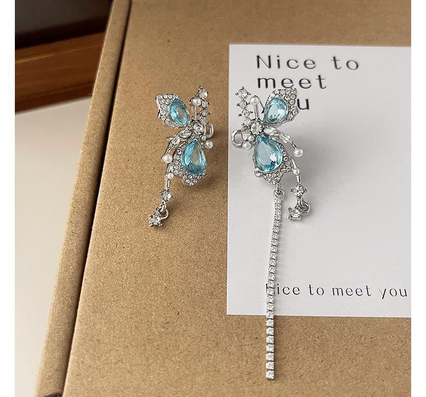 Cuff Butterfly Faux Alloy Gemstone Earring Asymmetrical
