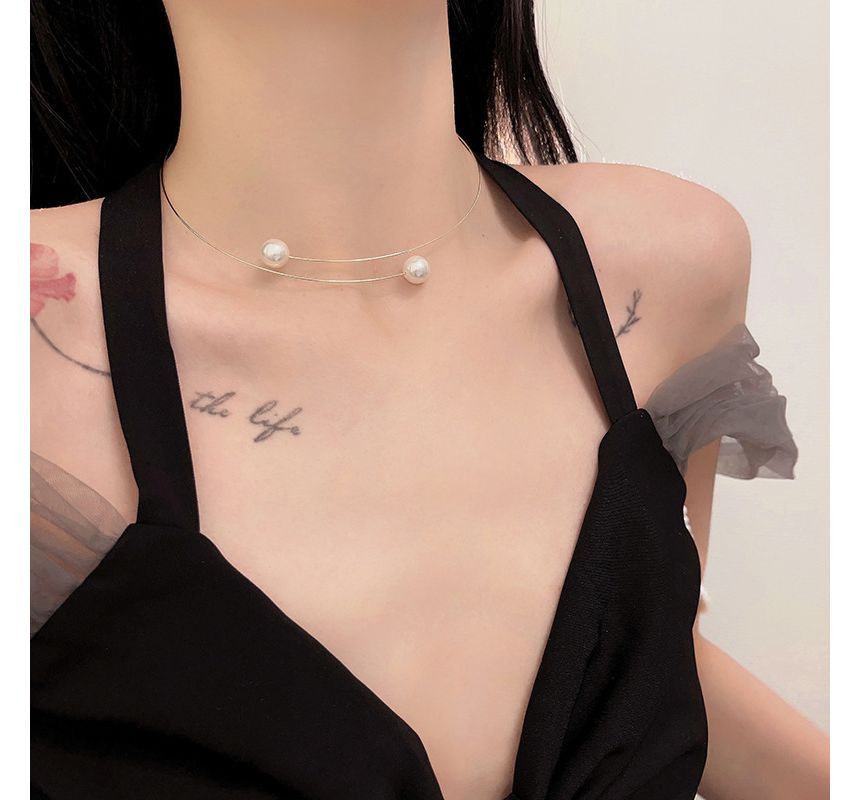 Faux Pearl Choker Open Alloy