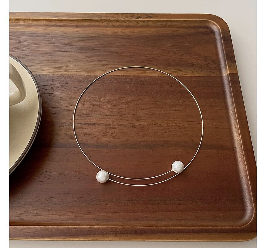 Faux Pearl Choker Open Alloy