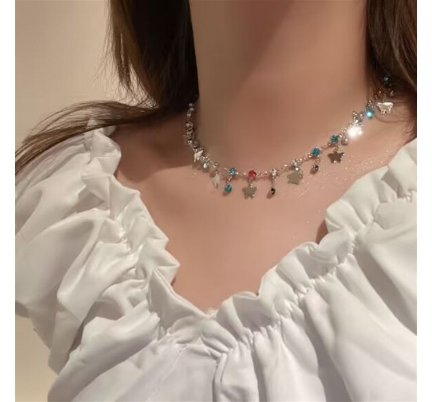 Choker Alloy Butterfly Rhinestone