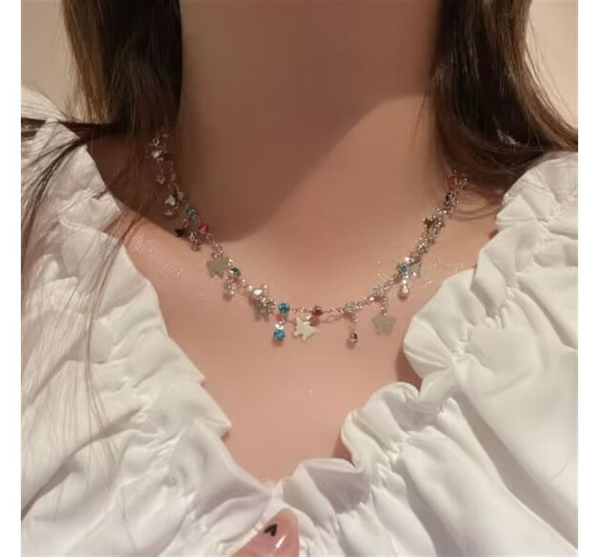 Choker Alloy Butterfly Rhinestone