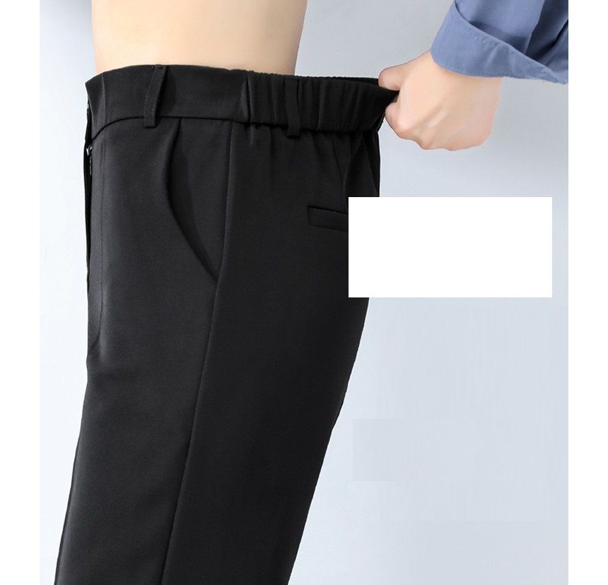 High Waist Plain Straight Leg Suit Pants