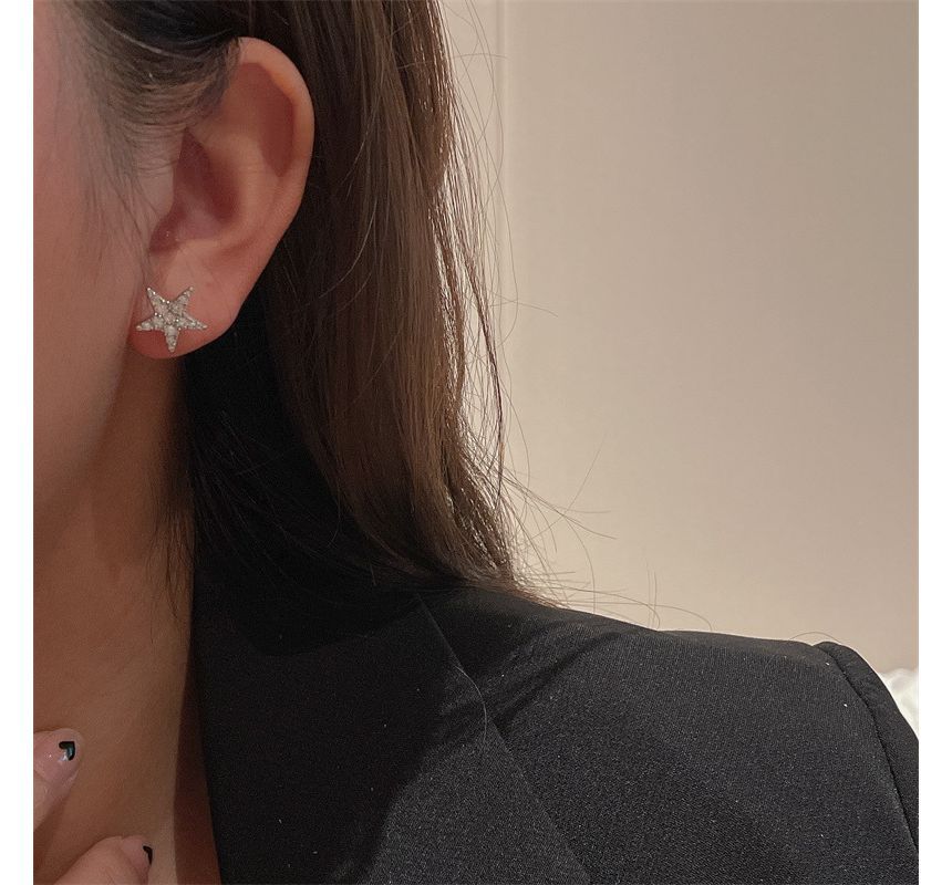 Alloy Asymmetrical Moon Fringed Star Earring