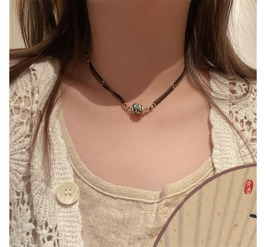 Bead Pendant Cord Bracelet Choker /