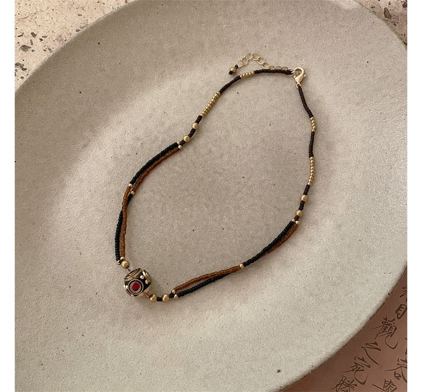 Bead Pendant Cord Bracelet Choker /