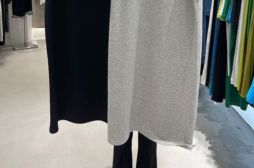 Midi Short-Sleeve Neck T-Shirt Plain Crew Dress