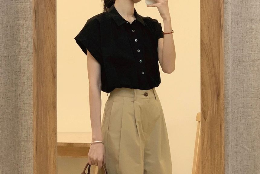 High Waist Plain Wide Leg Pants