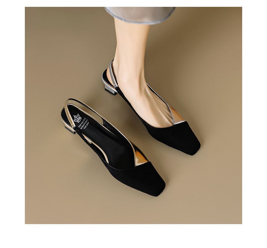 Toe Square Sandals Slingback Low-Heel