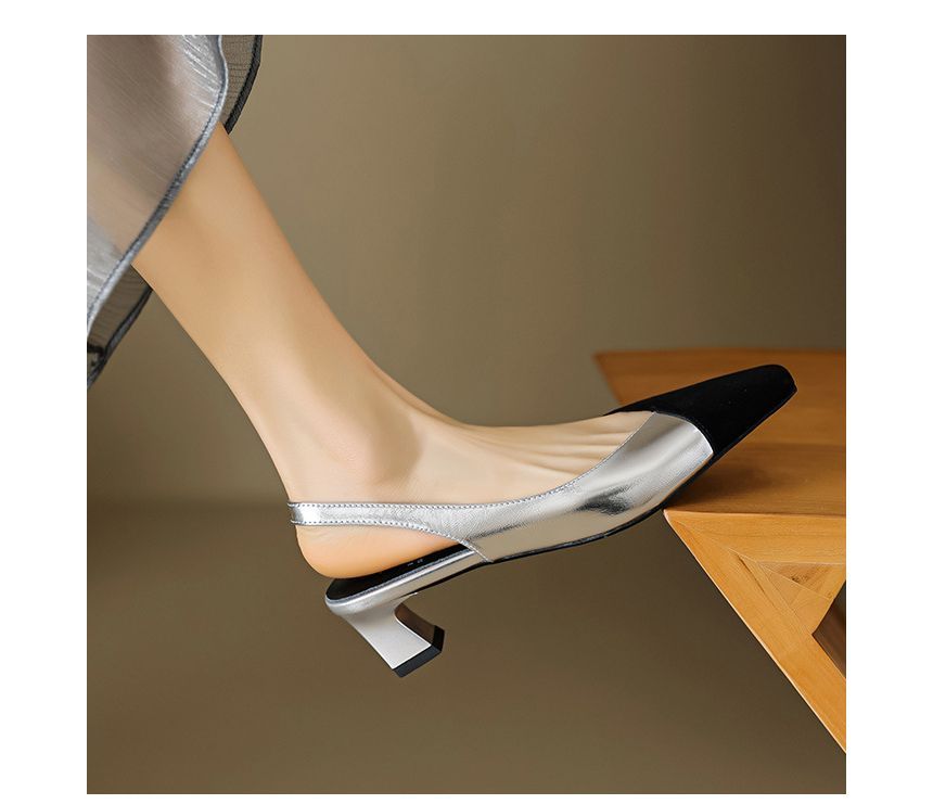 Toe Square Sandals Slingback Low-Heel