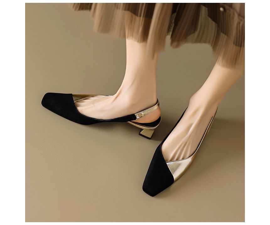 Toe Square Sandals Slingback Low-Heel