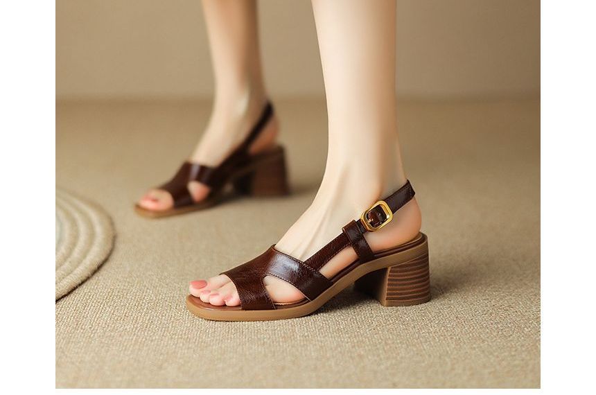 Block-Heel Sandals Square Slingback Toe