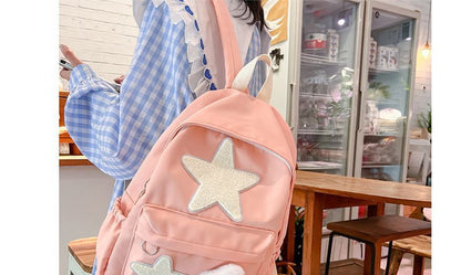 Star Applique Multi-Pocket Backpack