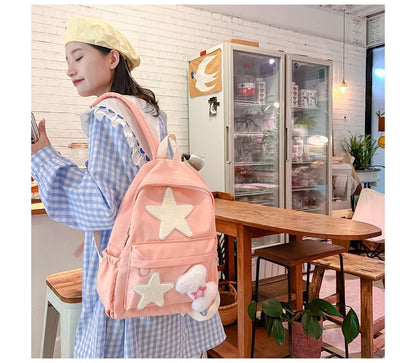 Star Applique Multi-Pocket Backpack