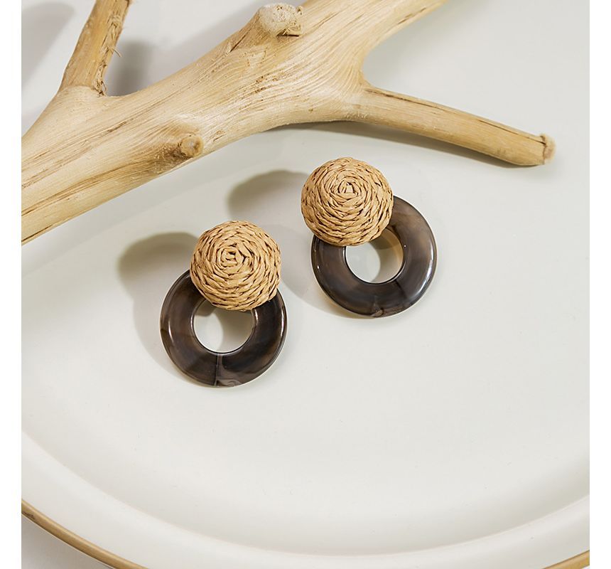 Resin Round Woven Earring