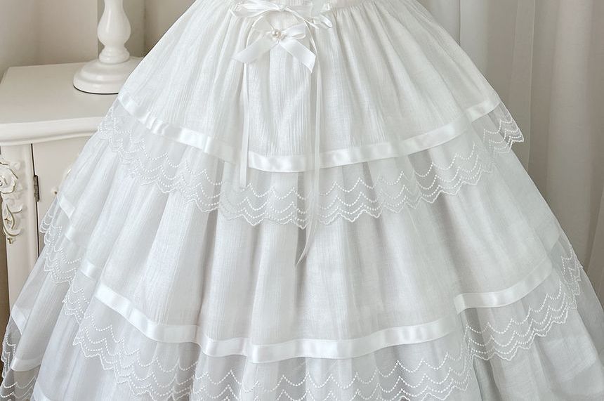 Sleeveless U-Neck Plain Tiered A-Line Lolita Dress