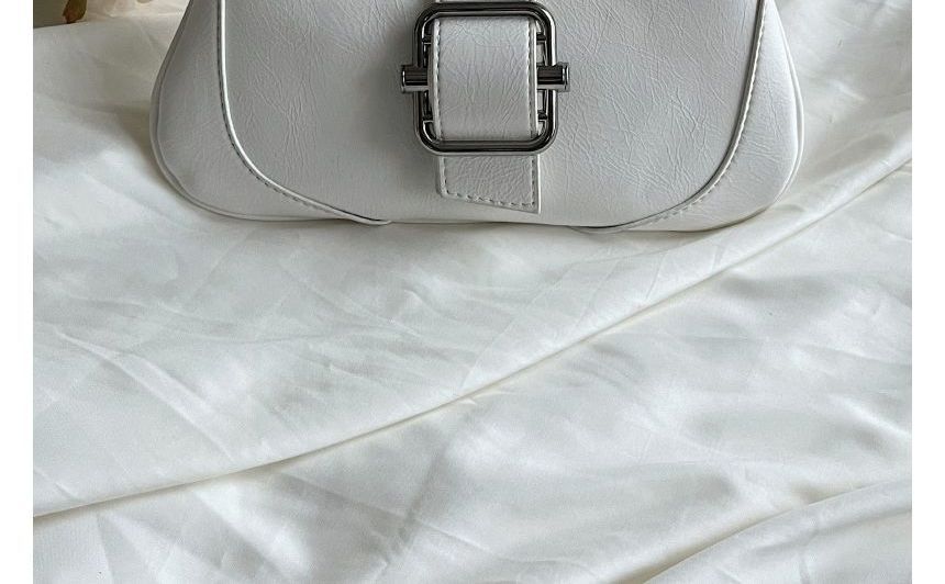 Plain Buckled Panel Shoulder Bag