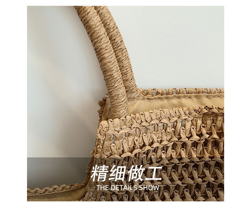 Lace Bow Woven Tote Bag