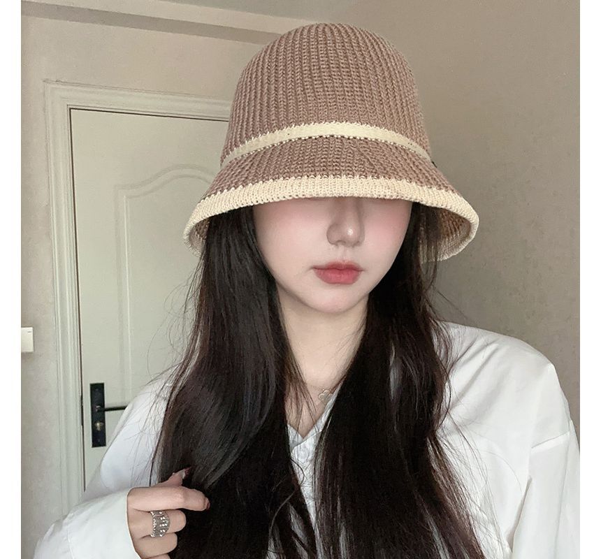 Contrast Trim Straw Bucket Hat