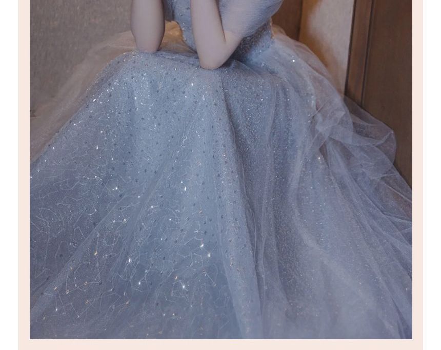 Evening Gown Midi Cold Glitter A-Line Shoulder