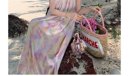 Halter Tie Dye Midi Smock Dress