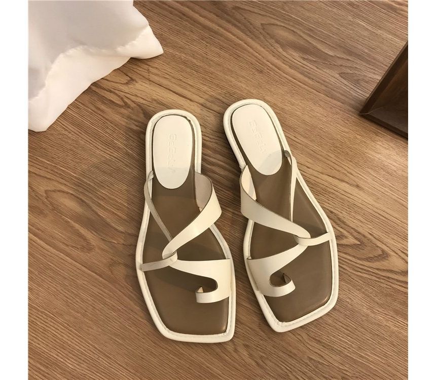 Square-Toe Sandals Slide Toe-Loop