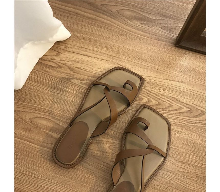 Square-Toe Sandals Slide Toe-Loop