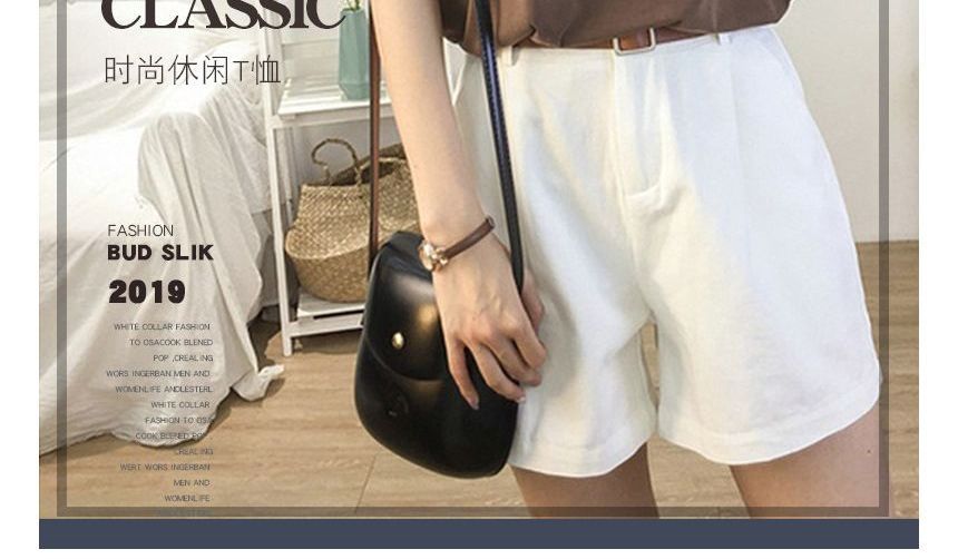 V-Neck Short-Sleeve Plain T-Shirt