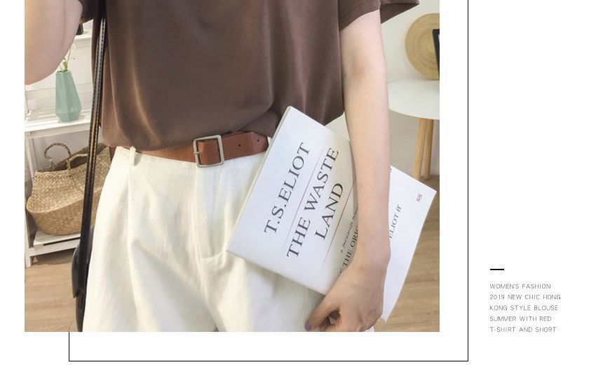 V-Neck Short-Sleeve Plain T-Shirt