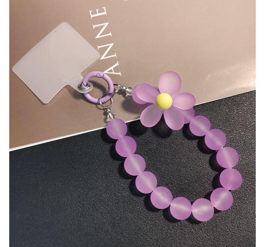 Floral Bead Phone Strap with Lanyard Pad