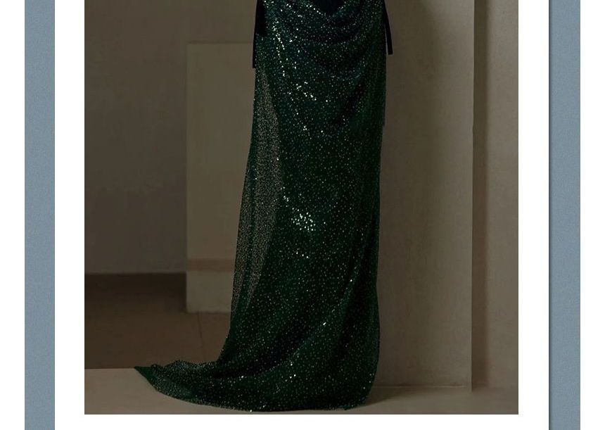 Strapless Sequin Trumpet Evening Gown