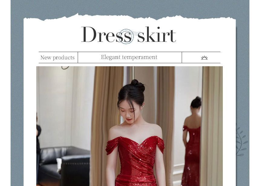 Off-Shoulder Sequin Side-Slit Trumpet Evening Gown