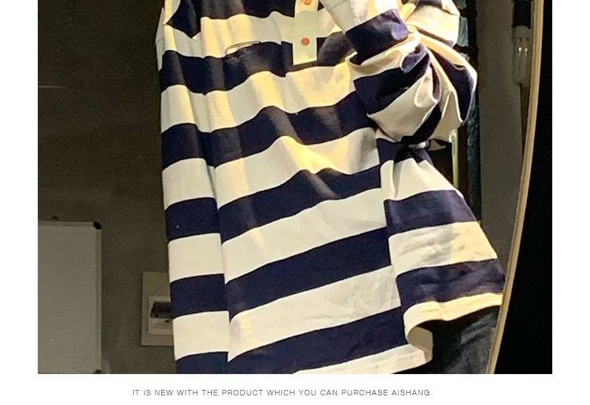 Striped Long-Sleeve Shirt Polo