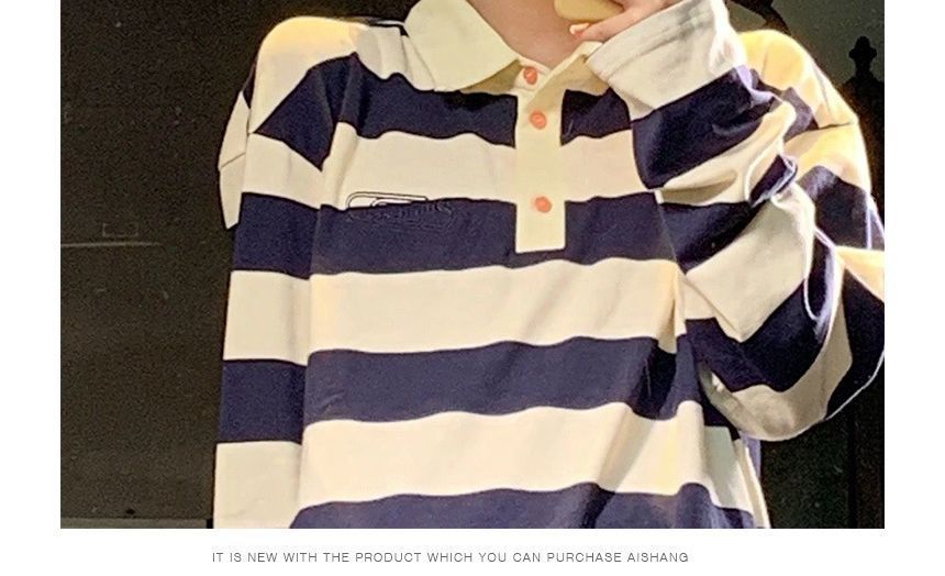 Striped Long-Sleeve Shirt Polo