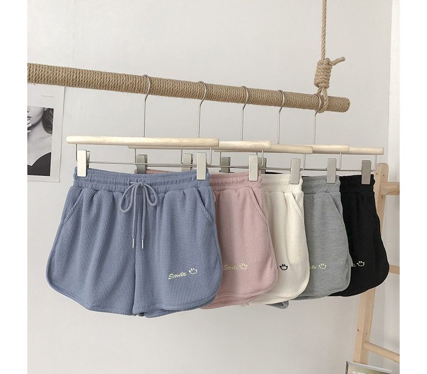 Waist High Letter Embroidered Shorts