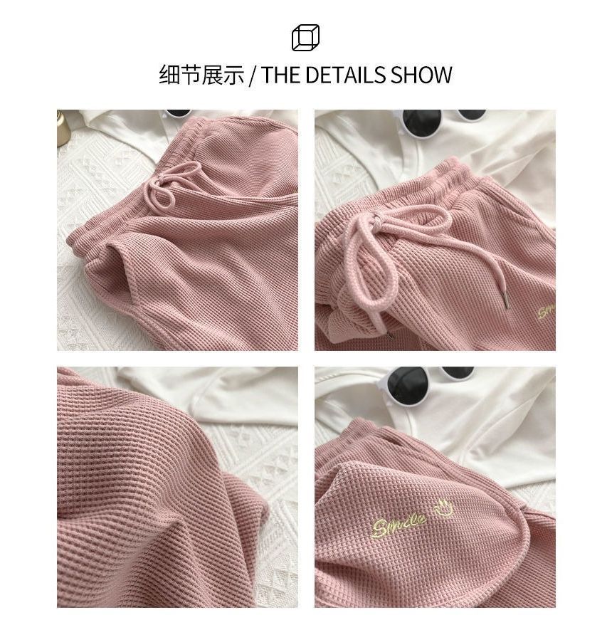 Waist High Letter Embroidered Shorts