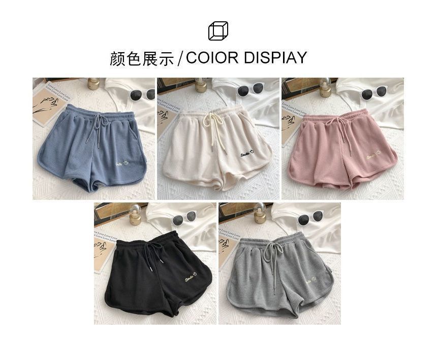 Waist High Letter Embroidered Shorts