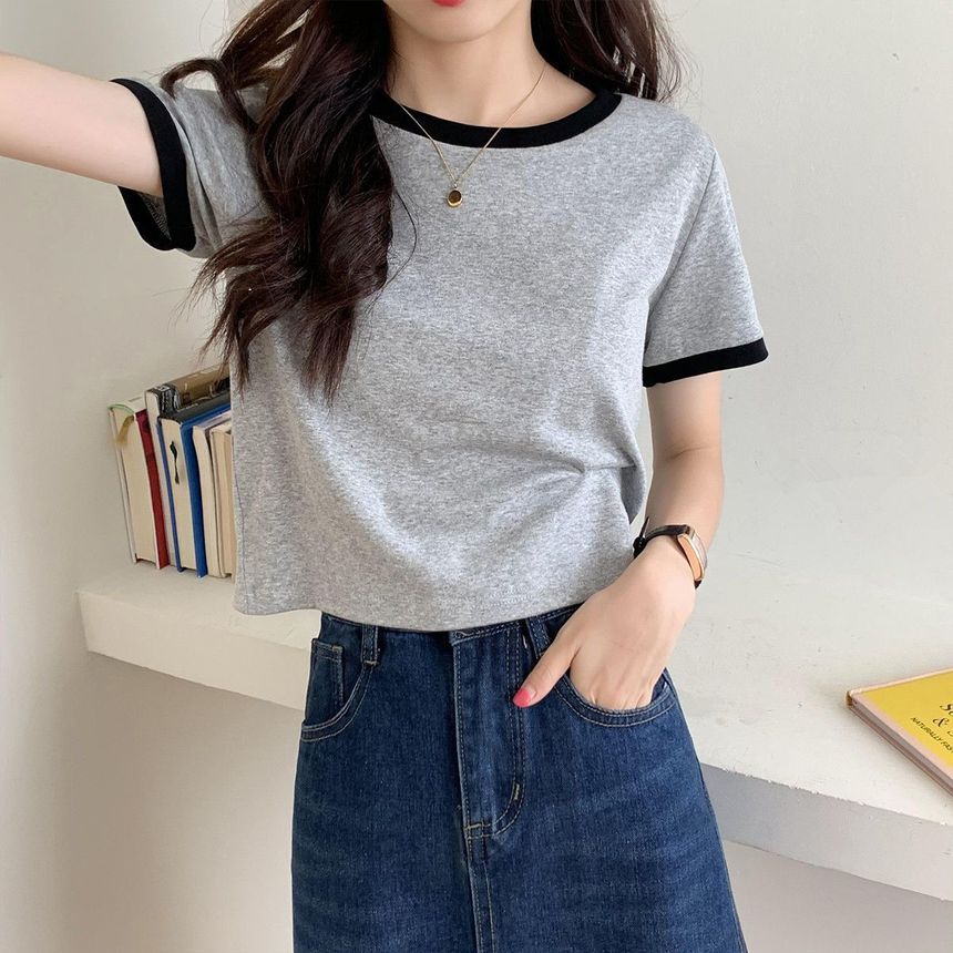 Ringer Short-Sleeve T-Shirt Neck Round