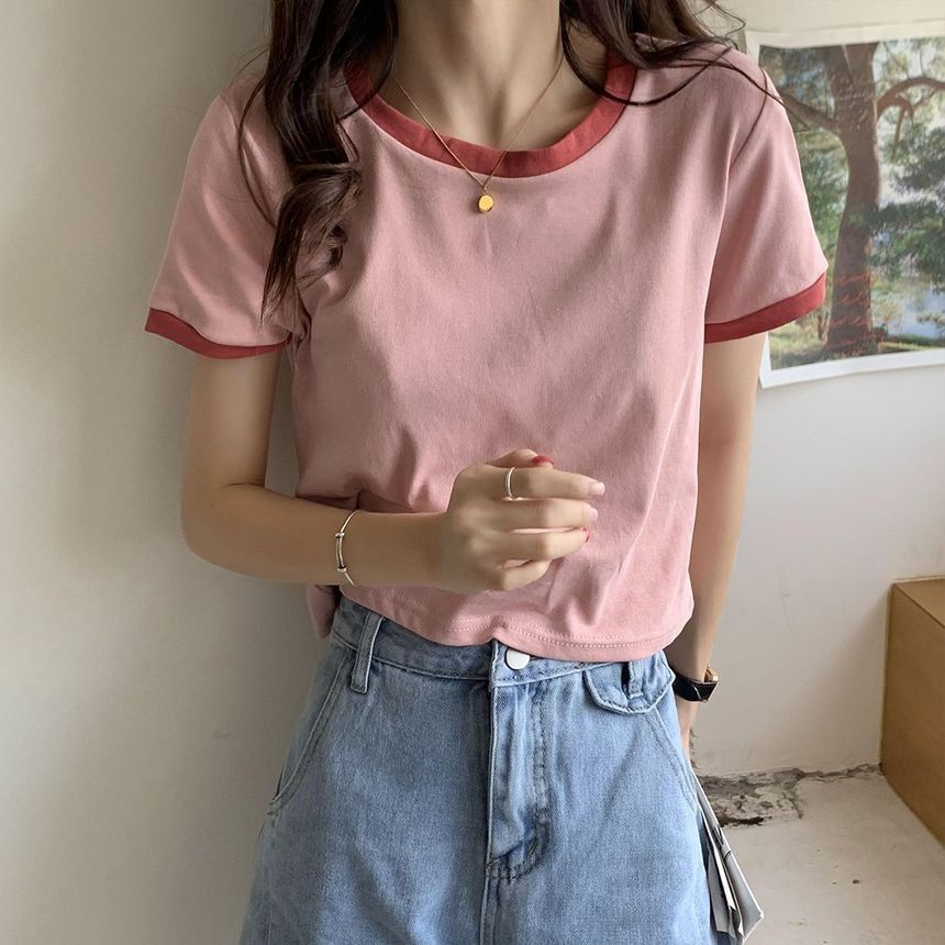 Ringer Short-Sleeve T-Shirt Neck Round