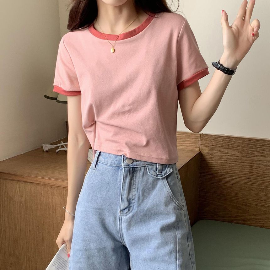 Ringer Short-Sleeve T-Shirt Neck Round