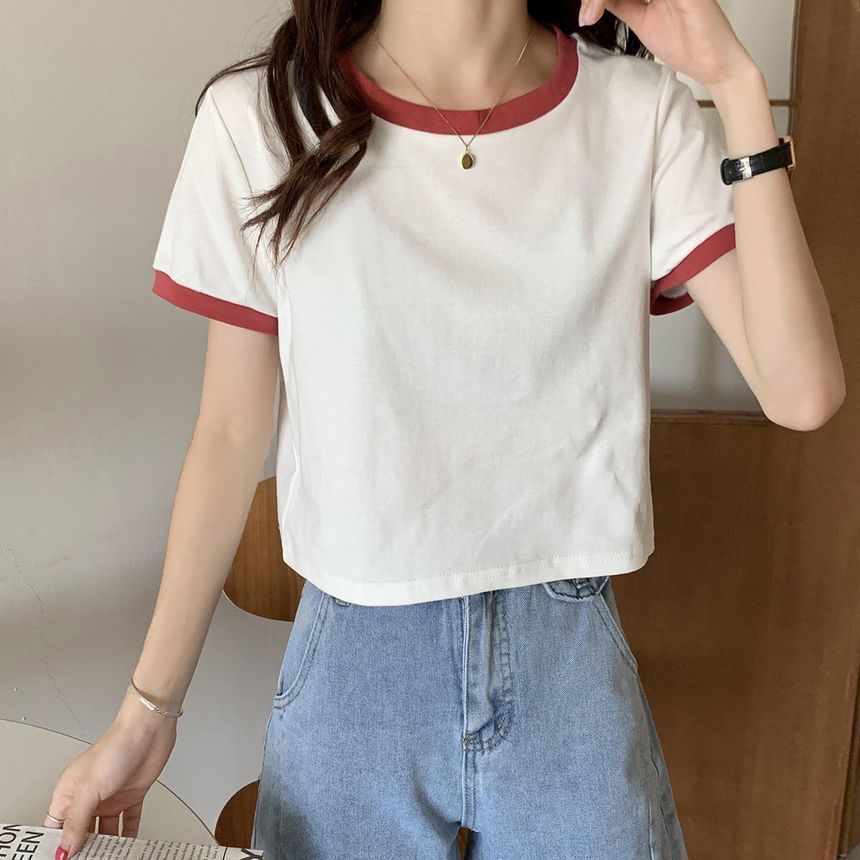 Ringer Short-Sleeve T-Shirt Neck Round