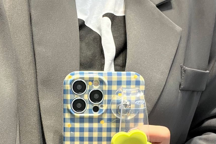 Case Plaid Flower Phone Wristband