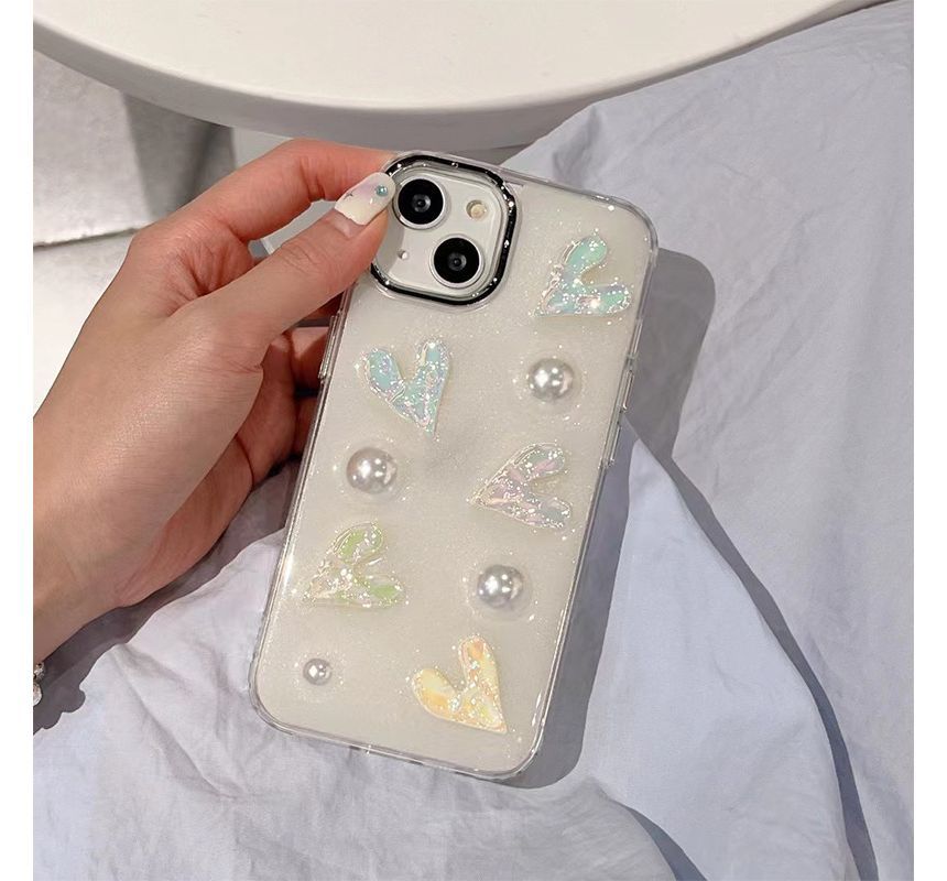 Pearl Heart Phone Faux Case