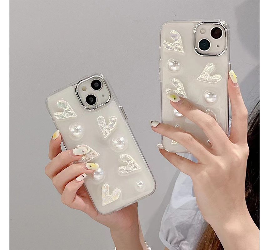 Pearl Heart Phone Faux Case