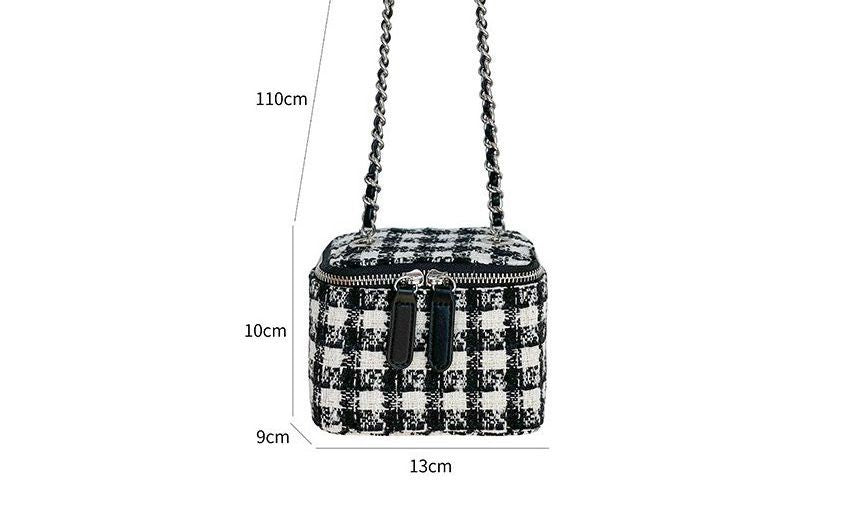 Plaid Chain Strap Crossbody Bag