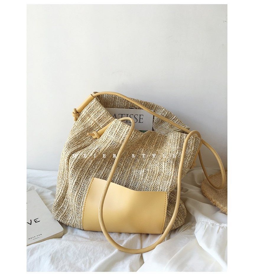 Tote Bag Straw Applique