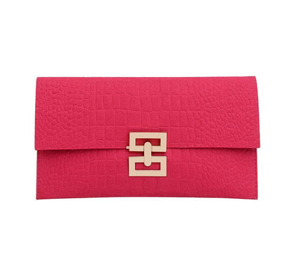 Flap Crocodile Grain Clutch