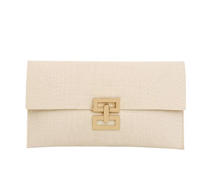 Flap Crocodile Grain Clutch