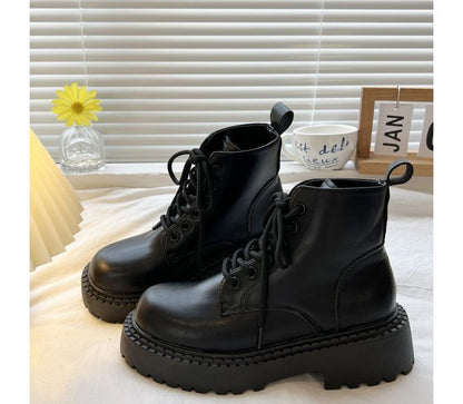 Platform Lace Up Short Boots