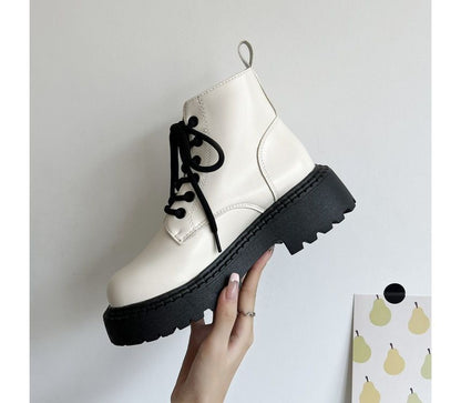 Platform Lace Up Short Boots