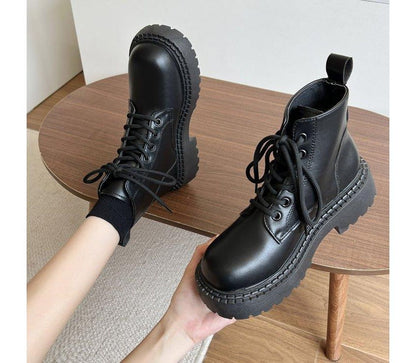 Platform Lace Up Short Boots